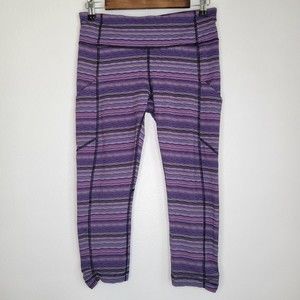 Lululemon Pace Rival Crop Leggings Size 8 Space Dye Twist Ultra Violet/Navy Blue